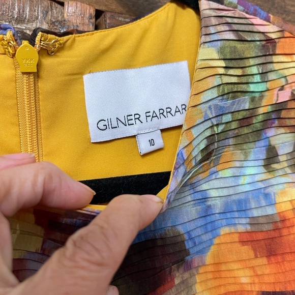 Gilner Farrar Molly Dress Kaleidoscope Print Size 10 Long Sleeve Ruched Mini EUC - Picture 4 of 7